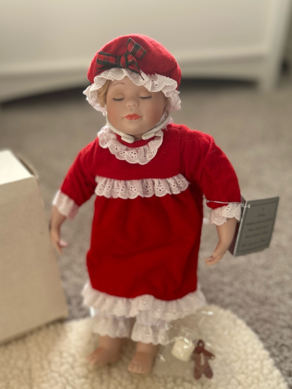 Danbury Mint Waiting for Santa Porcelain Doll (1994) | Boxed